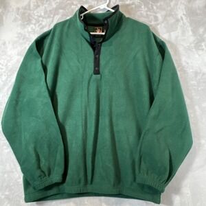 USA Olympics Fleece Pullover JCPenney Green High Collar 1/4 Button Large NWT vtg